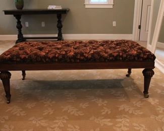 floral pattern, tufted upholstered ottoman for foot of bed