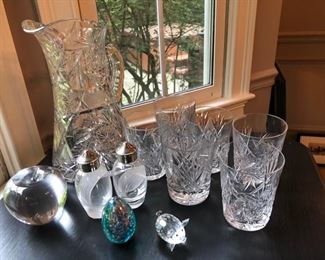 assorted cut glass and crystal