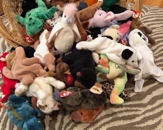 Assortment of official TY Beanie Babies, some with tags and some without