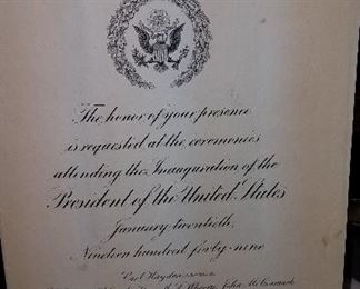 1949-1950 President Harry S. Truman Inauguration invite