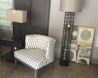 Crate and Barrel chair and end table.