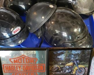 motorcycle helmets, Harley Davidson decor and art