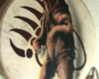 Decorated Hand Drum Bear Claw