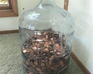 Huge jug of pennies
