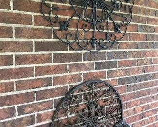 Antique Rod iron wall hangings, working fountain (concrete)