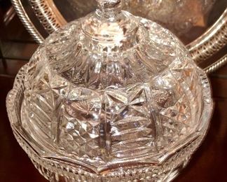Lead crystal covered candy dish