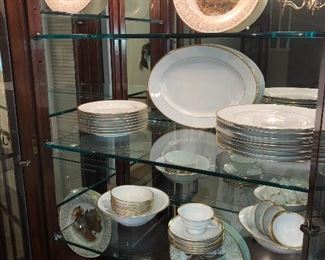 German gold rim china, Gorham animal plates