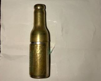 Budweiser brass beer bottle predates 1942 included is a 1992 letter of authentication  with a 1992 value