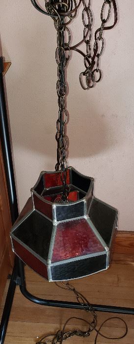 black, red hanging light fixture
