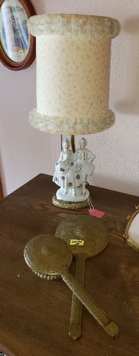 lamps, vintage dresser set
