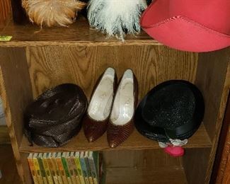 vintage ladies hats, alligator shoes