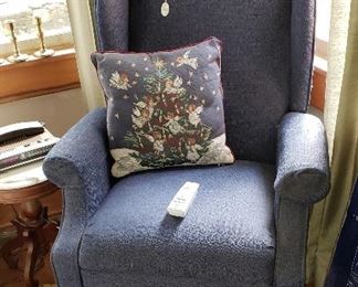 blue wing back chair