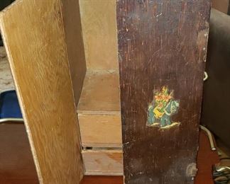 vintage doll wooden wardrobe