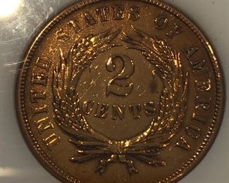 1865 2 Cent Piece Civil War Era