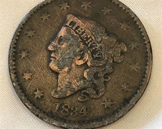 1834 One Cent Coin