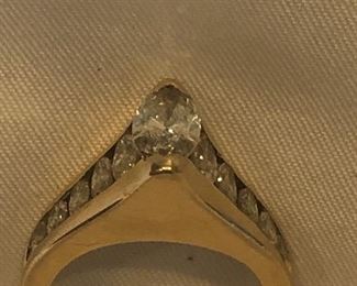 14k Gold .84ct Marquise Diamond 1.1.ct Total Weight Ring