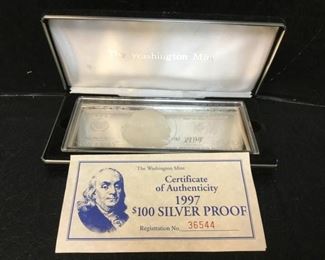 $100 franklin 4oz troy silver proof