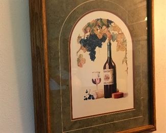 Framed wine picture