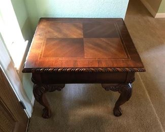 End Table -Inlaid wood-carved legs