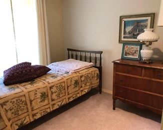 Bedroom: Single Bed, Dressers, Lamp