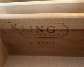 #6 Kling Solid Maple Dresser w/9 drawers - 60x20x34 Mirror 48x32 $125.00