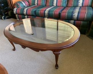 #37 Oval Coffee Table w/glass top 48x31.5x16 $65.00