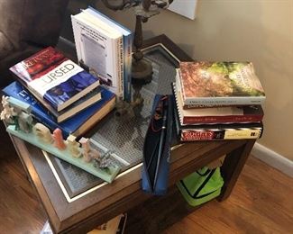 Another bed table in the den. Great books and more
