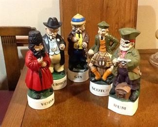 Wonderful set of liquor decanters that are hand painted.