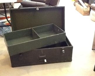 The foot locker opened up. Wouldn't it make a great coffee table, or wonderful for storage,