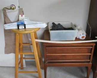 Stool and mid-century modern nightstand