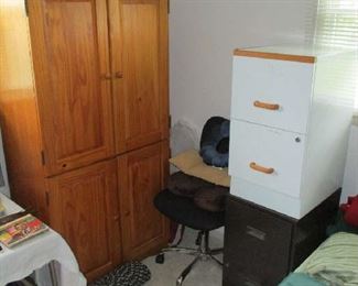 File cabinet, wardrobe and household items