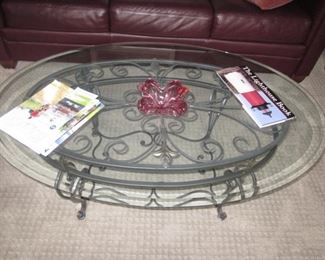 Glass Top Iron Base Coffee Table