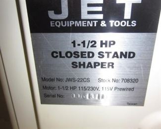 Jet Closed Stand Shaper 1-1/2 HP