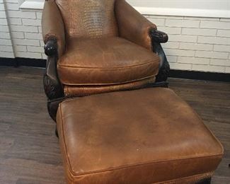 Beautiful Leather Chair & Ottoman