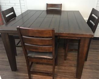Pub Table w/ 4 Leather Chairs