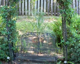 Vintage Black Wrought Iron Glider