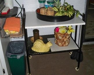 Vintage Black and White 2 shelf Cart