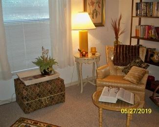 Pattern Fabric Ottoman, Gold Swivel Rocker Upholstered Chair