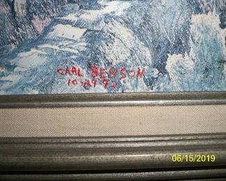 Artist Signature and Date on Mountain Scene Painting