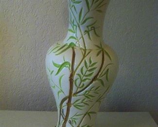 Close up of the Vintage Pottery Bamboo Lamp.