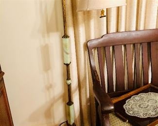 Antique brass floor lamp with marble