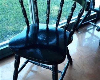 4 Wood Dining Chairs - Spindle-back - - Painted Black