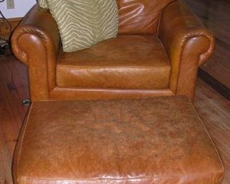 Leather Armchair/Ottoman