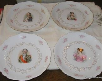 Four Stunning German Antique Plates Napoleon, Josephine and Others