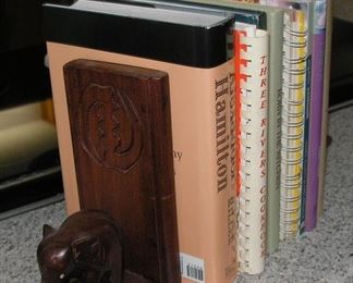 Wood Elephant Bookends and cook Books