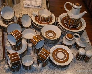 Midwinter Stonehenge Earth Dinnerset including serving Pieces and Teapot. Fabulous Retro 1970s Dinnerware.