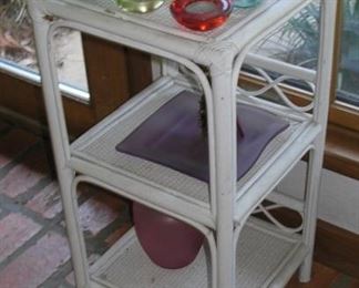 White Wicker Stand , Candles
