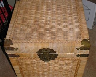There are three different sized rattan trunks