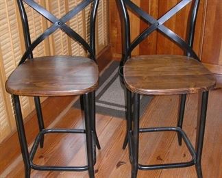 Two Metal and wood Bar Stools