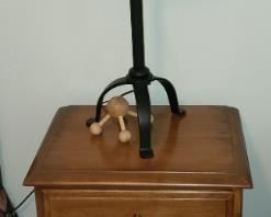 Heywood Wakefield Nightstand and Metal Lamp